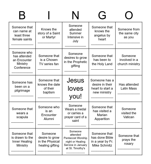 ESM Toronto Bingo Card