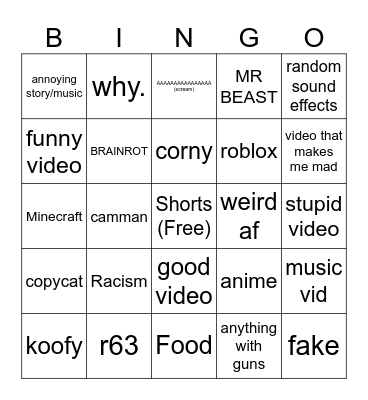 Videos Bingo Card