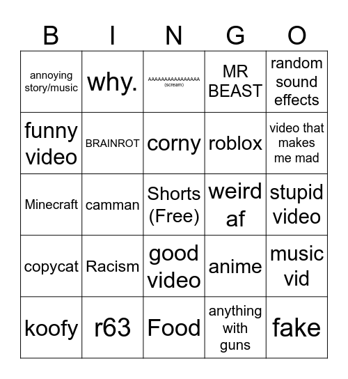 Videos Bingo Card