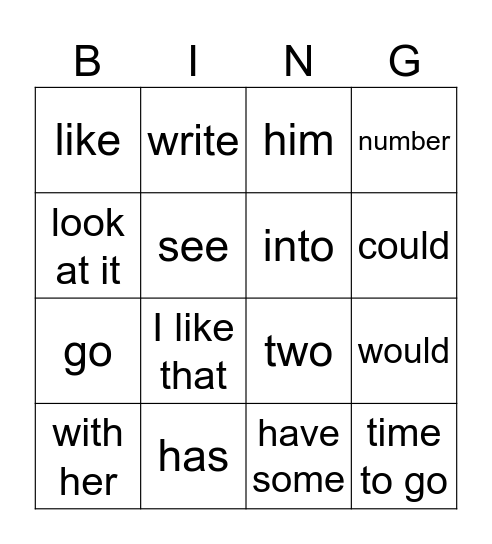 Sight Words 7-8 Bingo Card