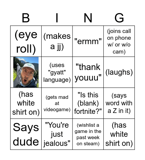 A Day In The Park Bingo Card