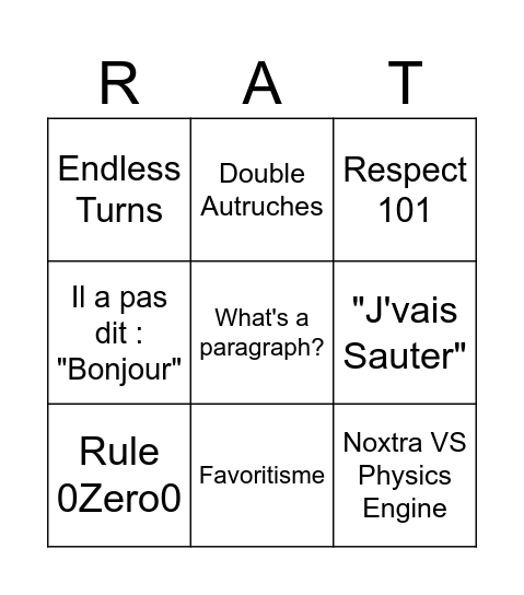 El Ratio Bingo Card