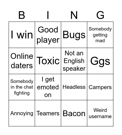 Untitled Bingo Card