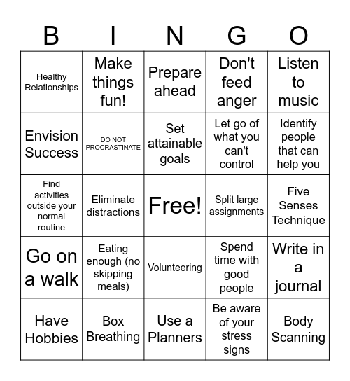 Mental Health Matters! Bingo Card