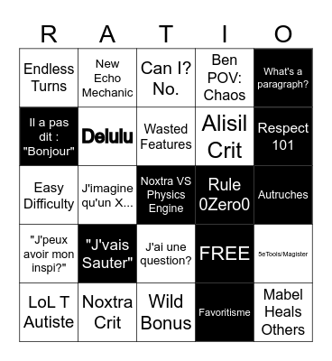 El Ratio Bingo Card