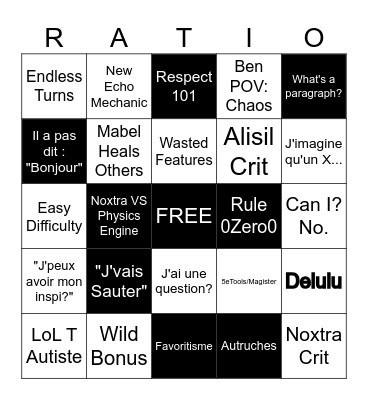 El Ratio Bingo Card
