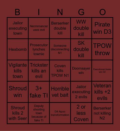 TOS2 Bingo Card