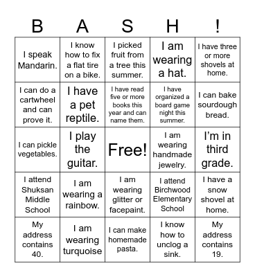 Birchwood Bash Bingo Card