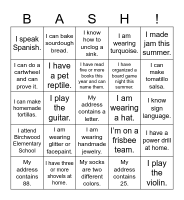Birchwood Bash Bingo Card