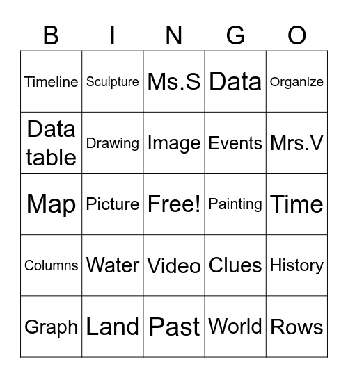 History Tools Bingo Card