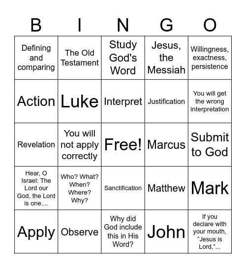 The Life of Christ 1.2 Bingo Card