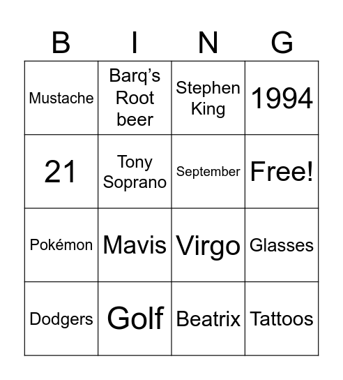 Untitled Bingo Card