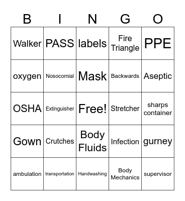 Safety Bingo Card