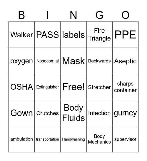 Safety Bingo Card