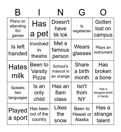 DES 113 Bingo Card