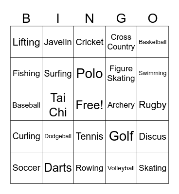 Sports! Bingo Card