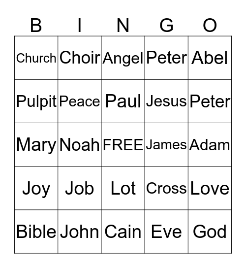 St Paul Bible Bingo Card