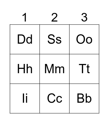 Beginner Alphabet Bingo Card