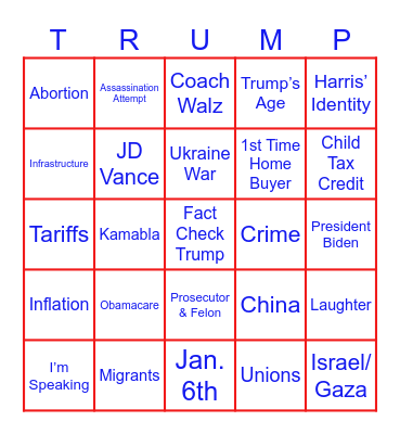 DEBATE NIGHT Bingo Card