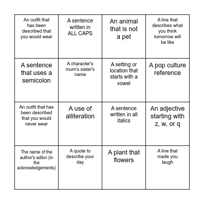 Library Bingo: Include Page Numbers and Quotes to Win!! Bingo Card