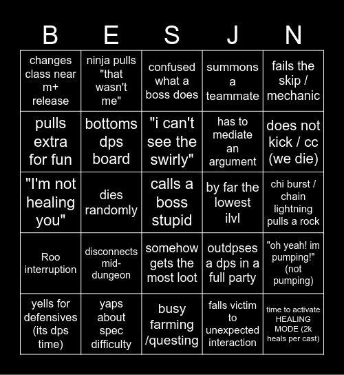 TWW S1W1 Bingo Card