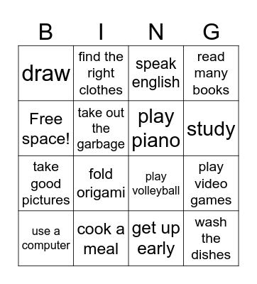 Is it easy for you to... Bingo Card