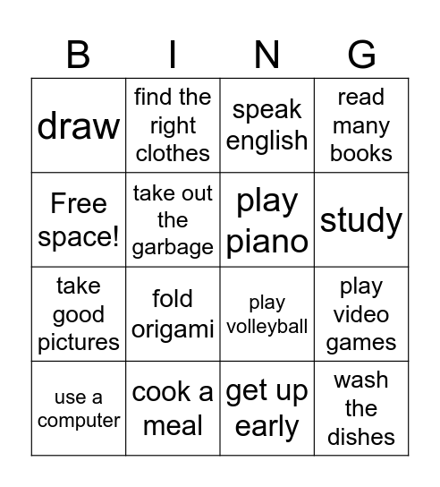 Is it easy for you to... Bingo Card