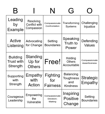 Fierce Compassion Bingo Card