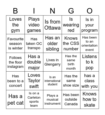 Find someone who… Bingo Card