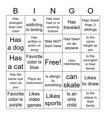 Find Someone Who... Bingo Card