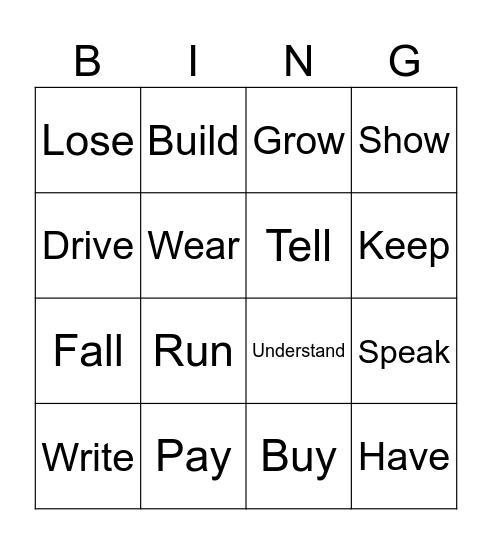 Verb bingo 2 Bingo Card