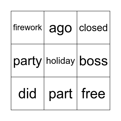 Unit 10 Bingo Card
