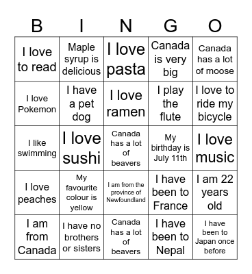 Evan Sensei’s Bingo! Bingo Card