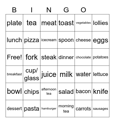 MEAL TIMES Bingo Card