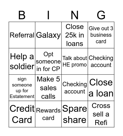 Scorecard Bingo Card