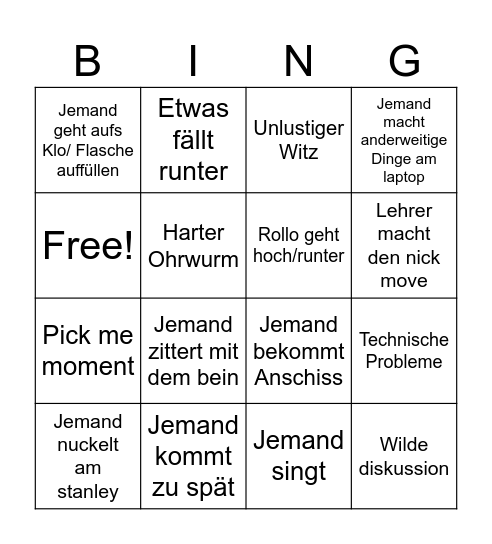 Schwule Bingo Card