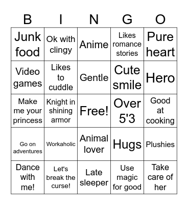 Are you Nadia's Type? Bingo Card