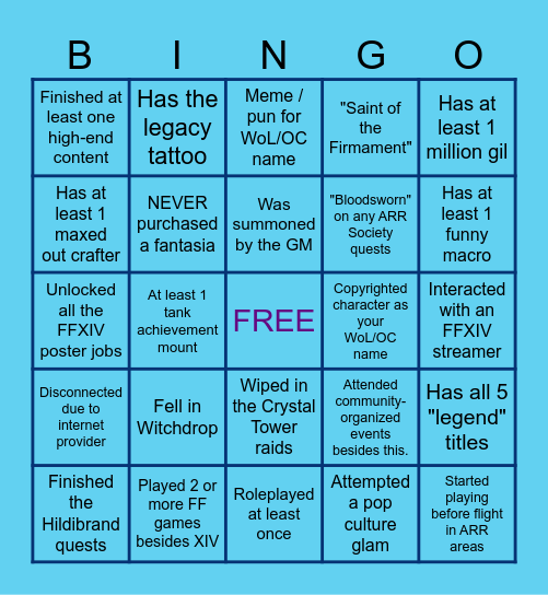 Server Bingo! Bingo Card