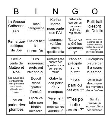 Pré-rentrée ✨ Bingo Card
