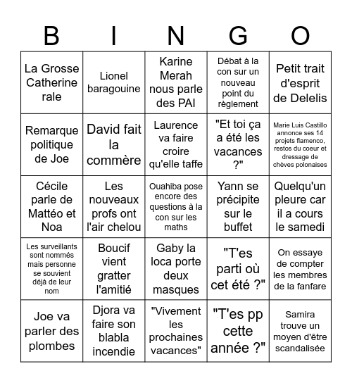 Pré-rentrée ✨ Bingo Card