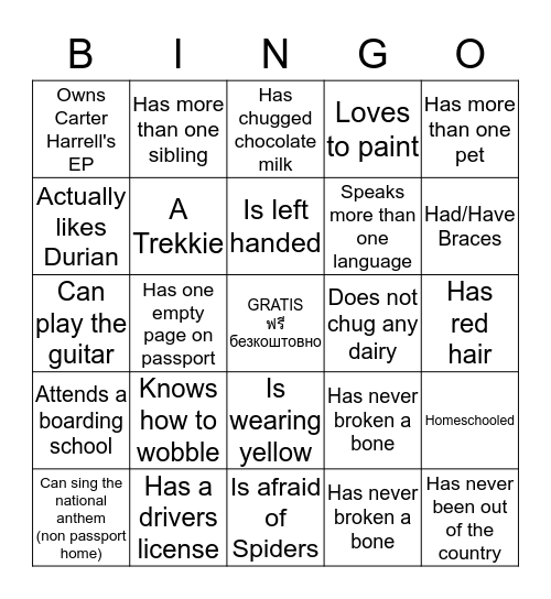 TCK CAMP BINGO Card