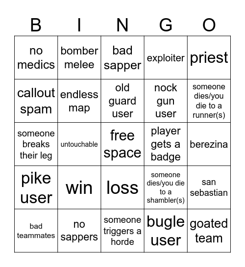 g&b bingo Card