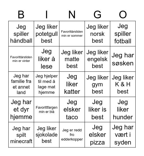 Bli-kjent-bingo Card