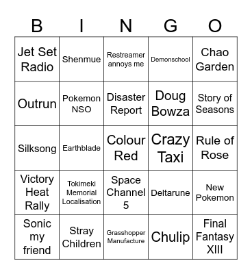 tindendo Bingo Card