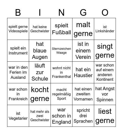 Kennenlern Bingo Ethik 8cd Bingo Card