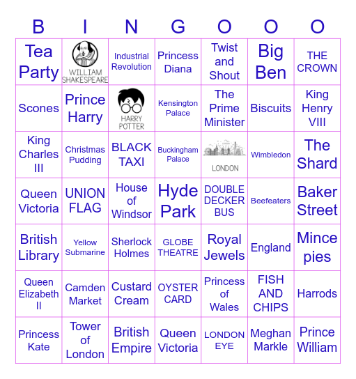 United Kingdom Bingo Card