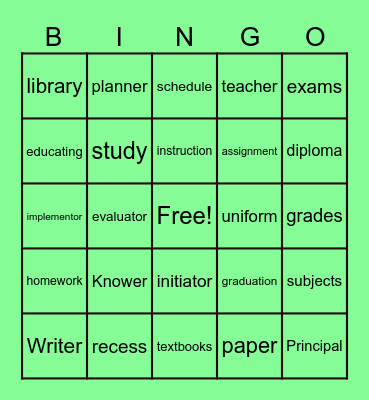 EduBINGO Card