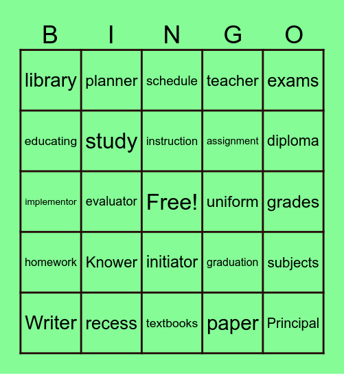 EduBINGO Card