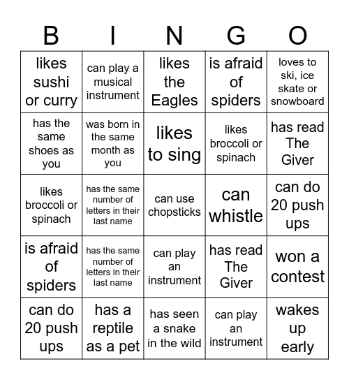 Find someone who... Bingo Card