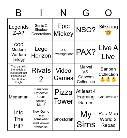 Indie World and Partner Showcase 8/27 Bingo Card